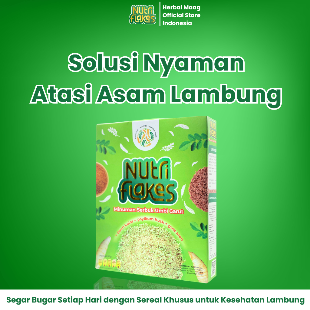 

Nutriflakes Original Herbal Untuk Meredakan Asam Lambung, Magh Gerd