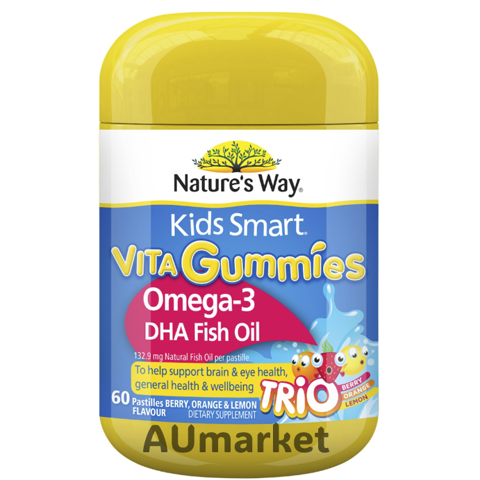 Nature's natures Way Kids Smart Vita Gummies Gummy Trio Omega-3 DHA Fish Oil 60 Gummies