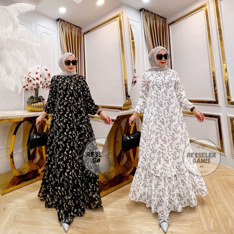 Gamis aziya motif | Gamis malaysia motif terbaru 2024 | gamis melayu motif ceruty babydoll