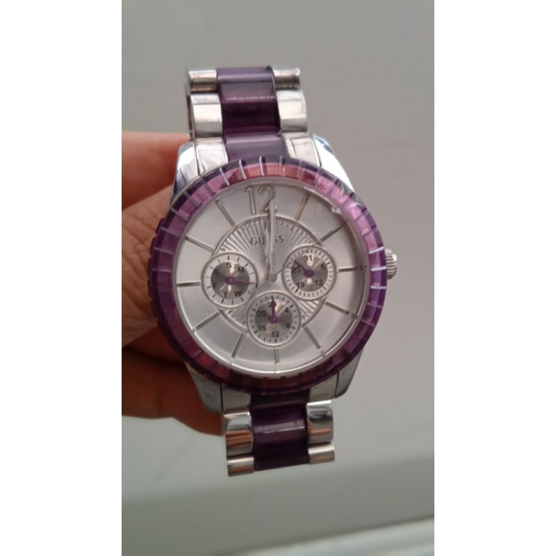 Jam Tangan Wanita Ungu Guess Original preloved