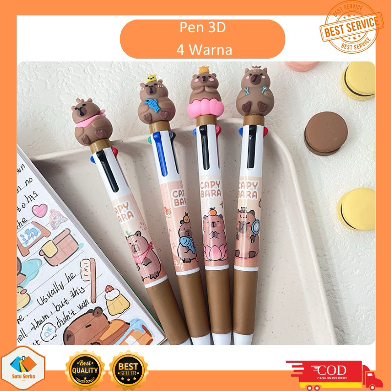 

T026 Pulpen Mekanik 4 Warna Tinta Motif Capybara Pulpen Karakter 3D / Pen Gel Karakter