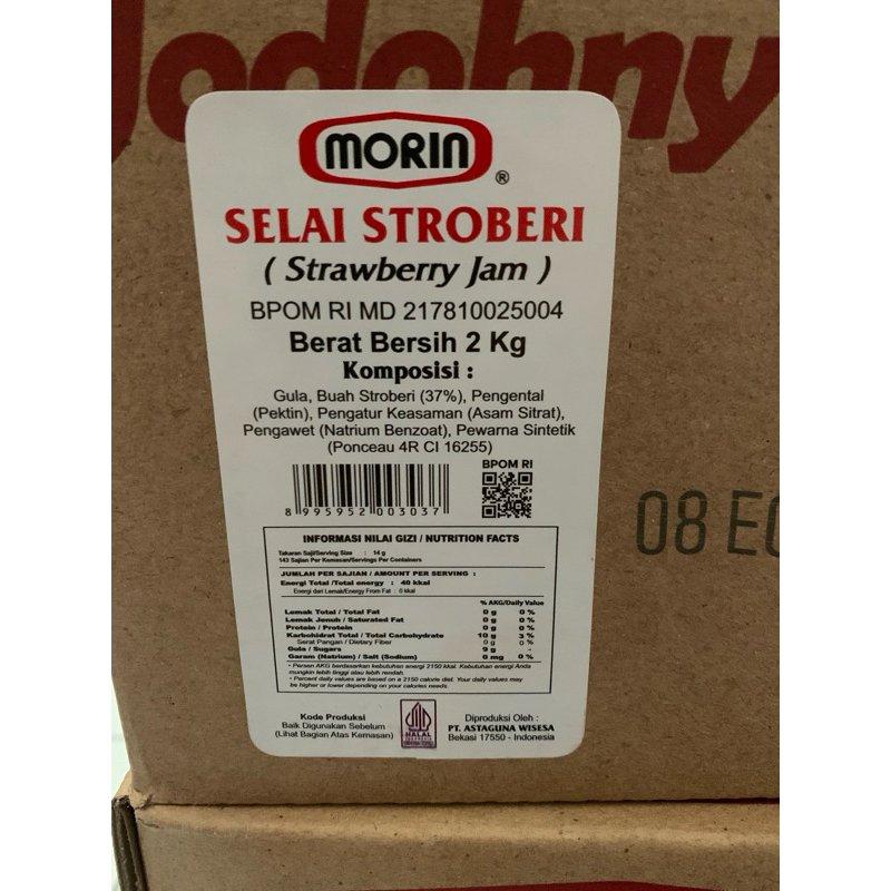

QH SELAI STROBERI / STRAWBERRY JAM (FILLER) MORIN - 2 KG FILLING