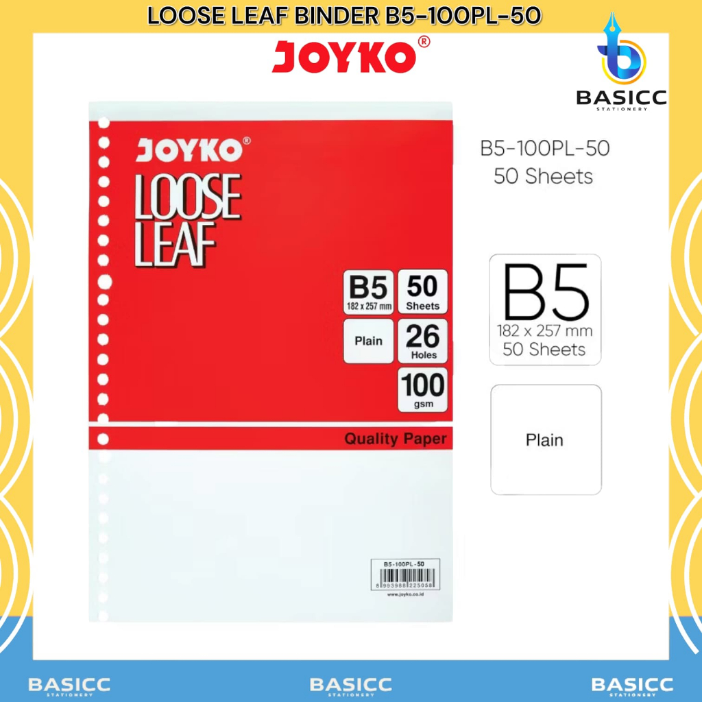 

Joyko Loose Leaf 50 Lembar Kertas Binder Titik B5-100DT-50