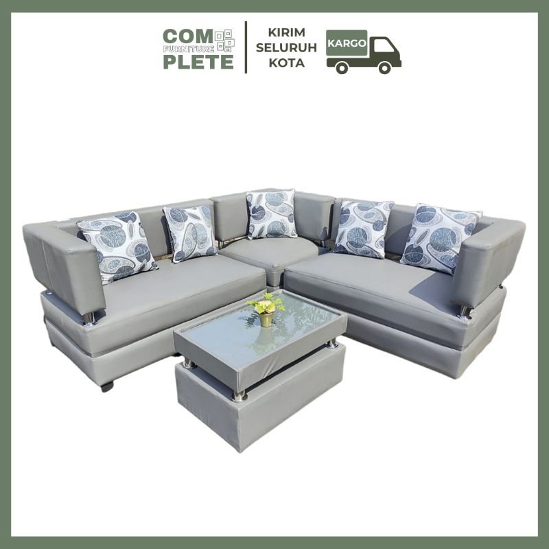 Sofa Jasmin Sudut / Sofa Sudut L Minimalis / Sopa Tamu Kursi Tamu Murah Jakarta Bogor Depok Tangeran