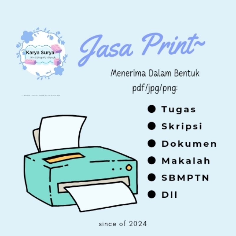 

jasa print tugas hitam putih dan berwarna A3,A4,F4