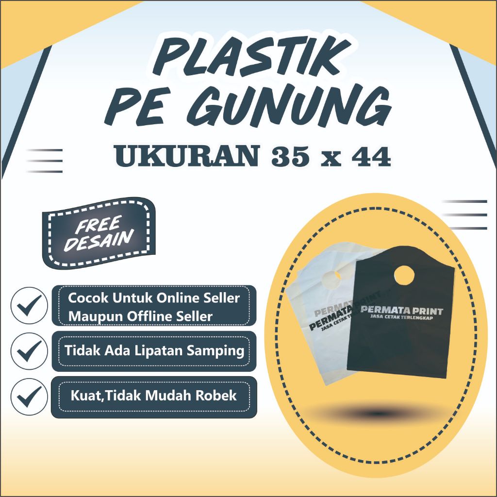 Plastik Sablon Bahan PE Ukuran 35x44 Bisa Custom Design Sendiri / Plastik Sablon Distro