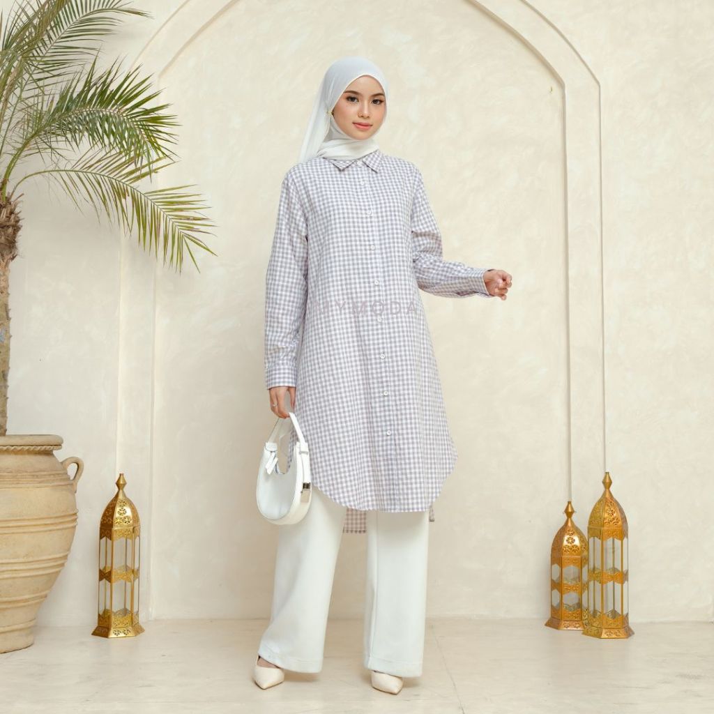 MYMODA-549 Tunik Katun Wanita Atasan Panjang Muslim Kekinian