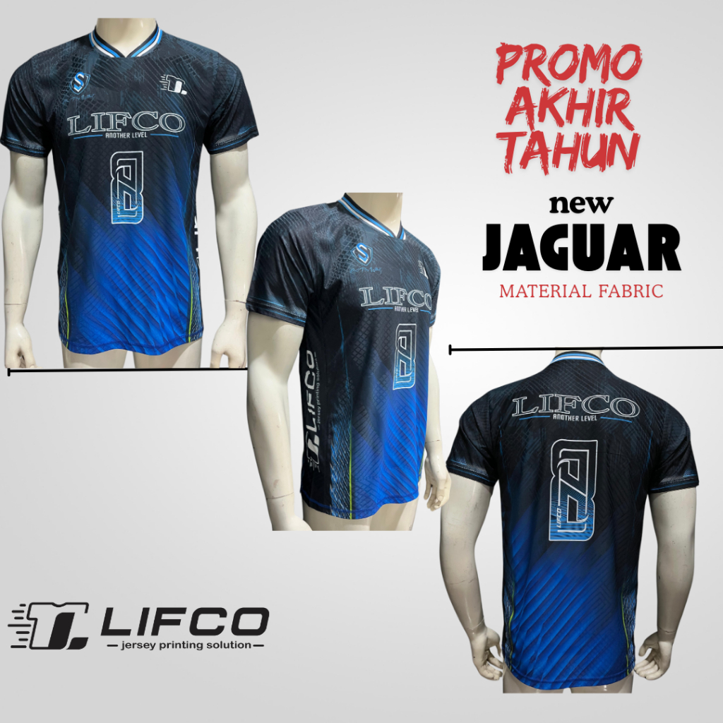 LIFCO JERSEY VOLLEY [HARGA PROMO AKHIRTAHUN]  BLUE BLACK SERIES JAGUAR  FABRIC (TDKBISA CUSTOM NAMA)