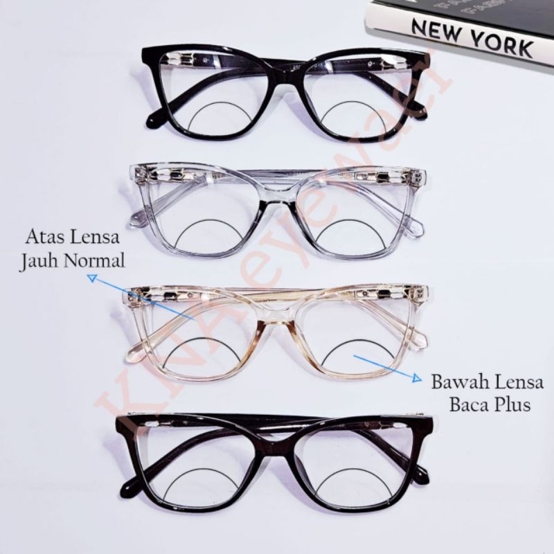 kacamata baca dobel fokus kacamata baca jauh dekat model Kate untuk wanita