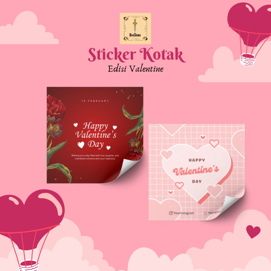 

Sticker Valentine Edition Stiker Vinyl/Chromo Kotak Logo Label Box Makanan Kemasan Hari Kasih Sayang
