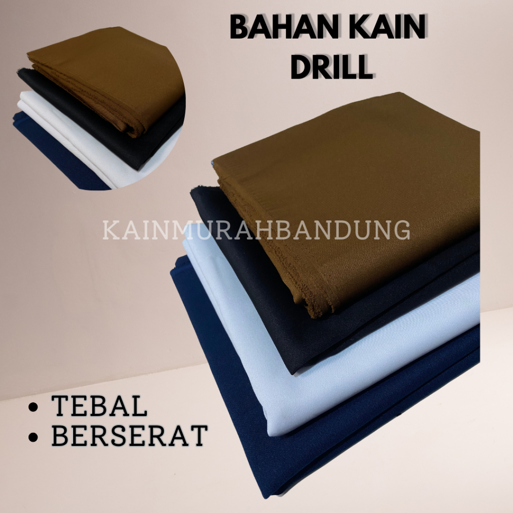 Kain Bahan Celana Pria dan Wanita Bahan Kain Polos Hitam Navy Kheki Kain American Drill