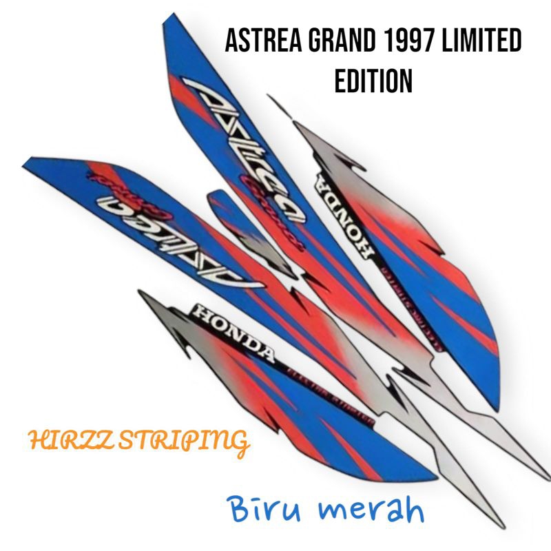 STIKER STRIPING LIS LES POLET PLAT BODY MOTOR HONDA ASTREA GRAND LIMITED EDITION BIRU MERAH