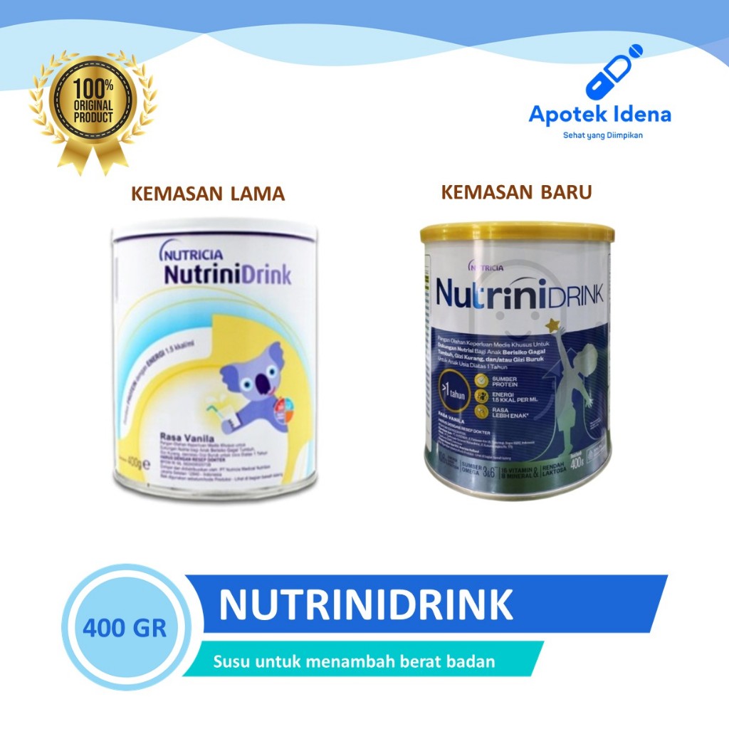 

Susu Nutrinidrink Powder Rasa Vanila 400 gr dan 800 gr Susu Formula Penambah Berat Badan Anak