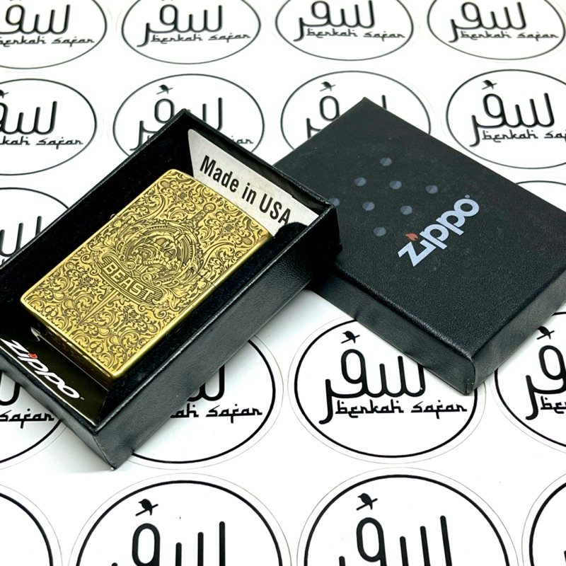 Korek Zippo Gold Beast Satanic Codex Gigas 5 Side Original