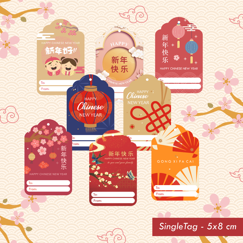 25 Pcs Hang Tag Imlek Chinese New Year Tag Kartu Ucapan