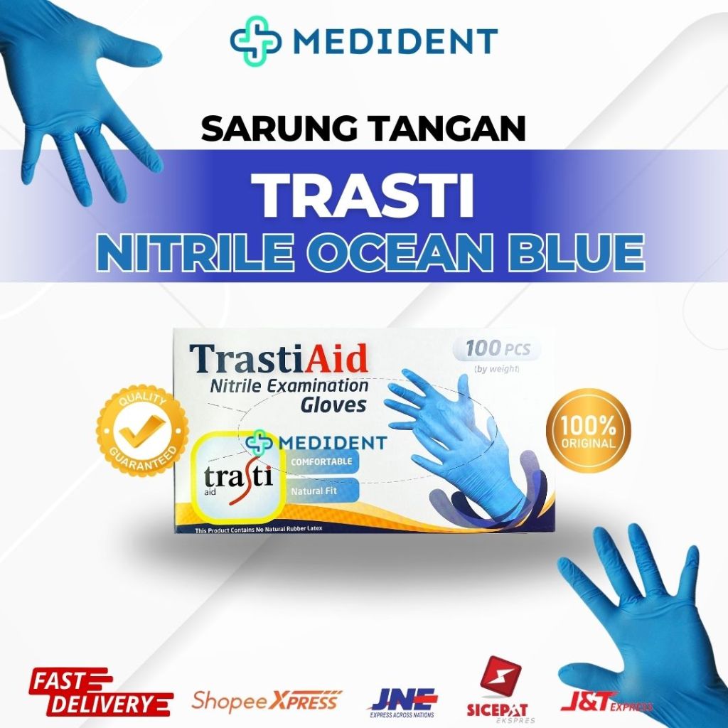 Sarung Tangan Trasti Aid Nitrile Ocean Blue / Sarung Tangan Trasti Aid Nitrile / Sarung tangan Nitri