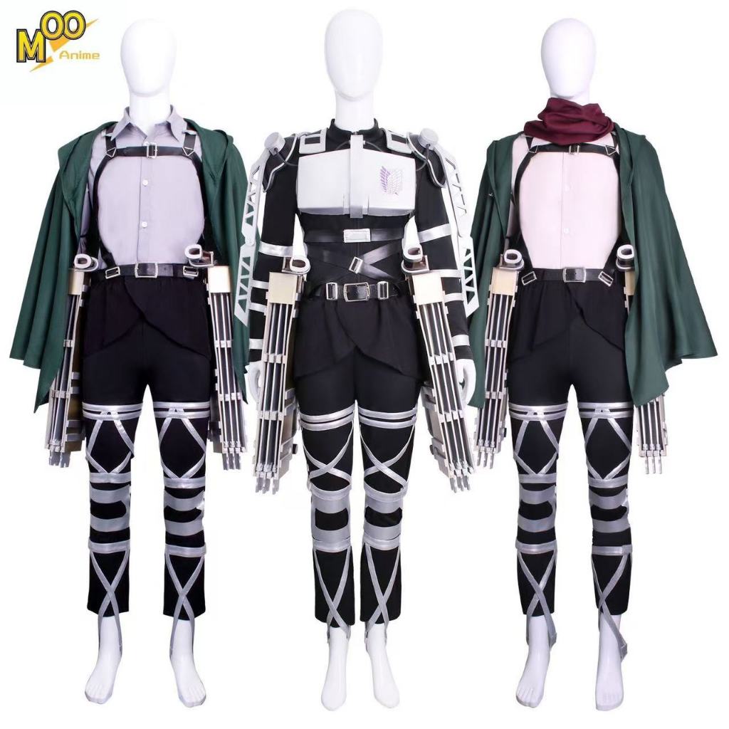Attack on Titan Final season cosplay costume Mikasa and Levi cosplay costume and wig Scout Regiment 