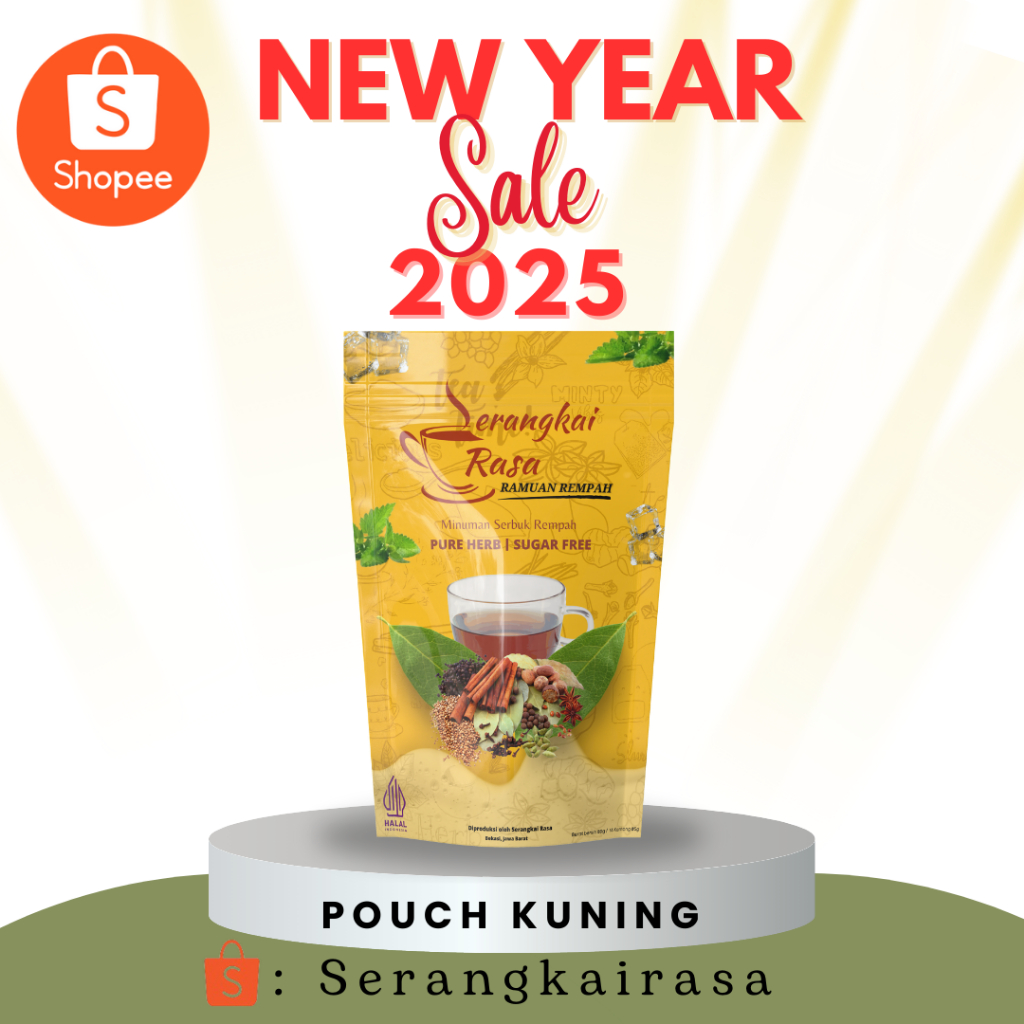 

[ pouch Kuning ] Teh Detox | Teh celup Rempah | JSR | Imunitas | Ramuan Rempah Serangkai Rasa