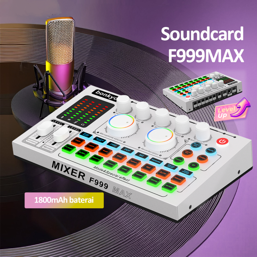 Bonkyo New upgraded metal material F999/F999MAX Sound Card Bluetooth Live SoundCard F999MAX Soundcar