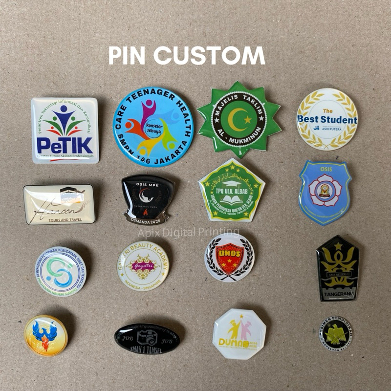 Custom Pin Peniti Aluminium Resin Pin Bros Aksesoris Souvenir Nama Foto Logo