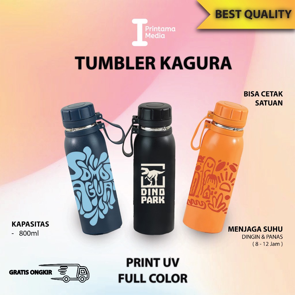 Custom Tumbler Kagura 800ml Cetak UV Full Color Souvenir / Promosi