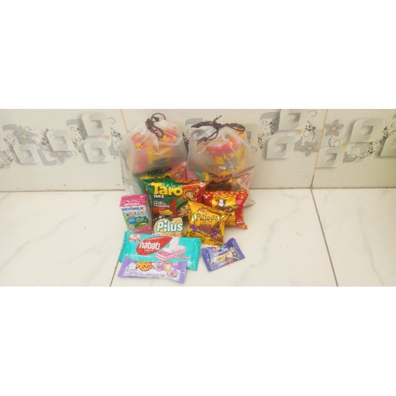 

Bingkisan Snack Ulang Tahun Anak Pouch Serut HJ/Hampers Snack ultah anak