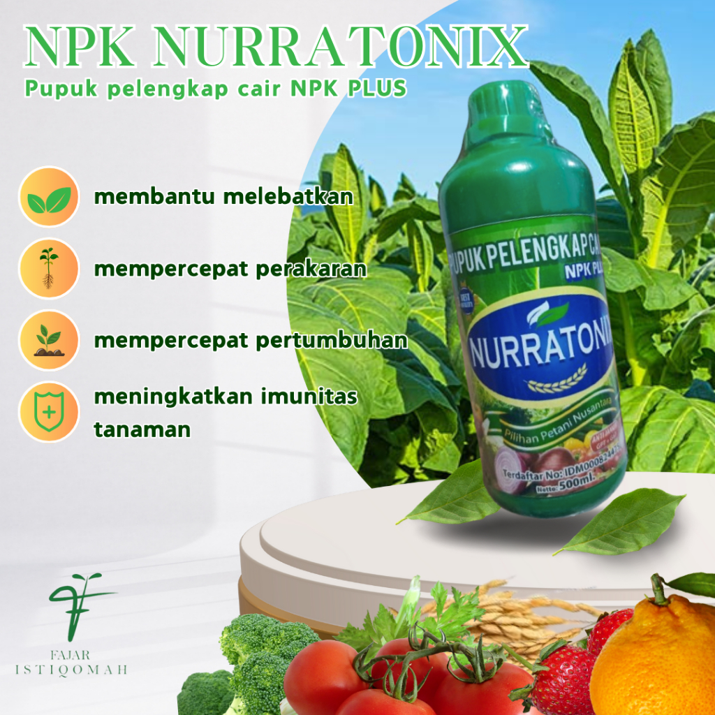PUPUK PELENGKAP CAIR NPK PLUS ANTI JAMUR ZPT + GA7 NURRATONIX MENYUBURKAN TMBAKAU ISI 500ML