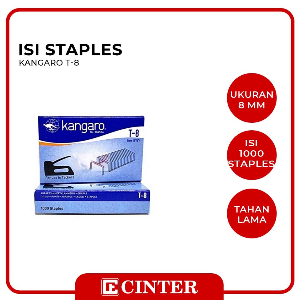 KANGARO - ISI STAPLES GUNTACKER / REFILL HEKTER TEMBAK / ANAK HEKTER TEMBAK KANGARO T-8