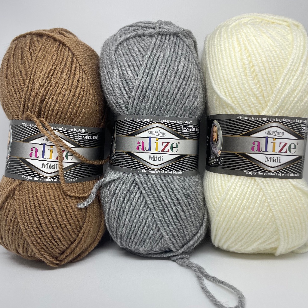 Benang rajut wol tebal Alize Superlana Midi wool yarn