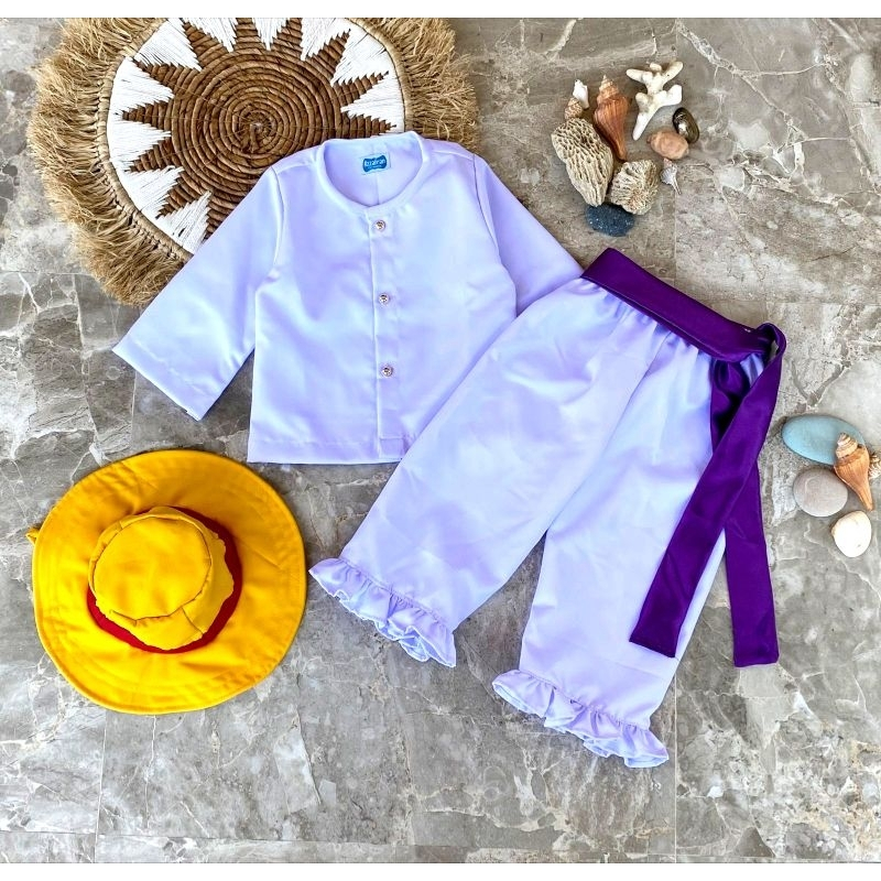 Baju anak baju kostum luffy gear putih one piece baju anak dan dewasa