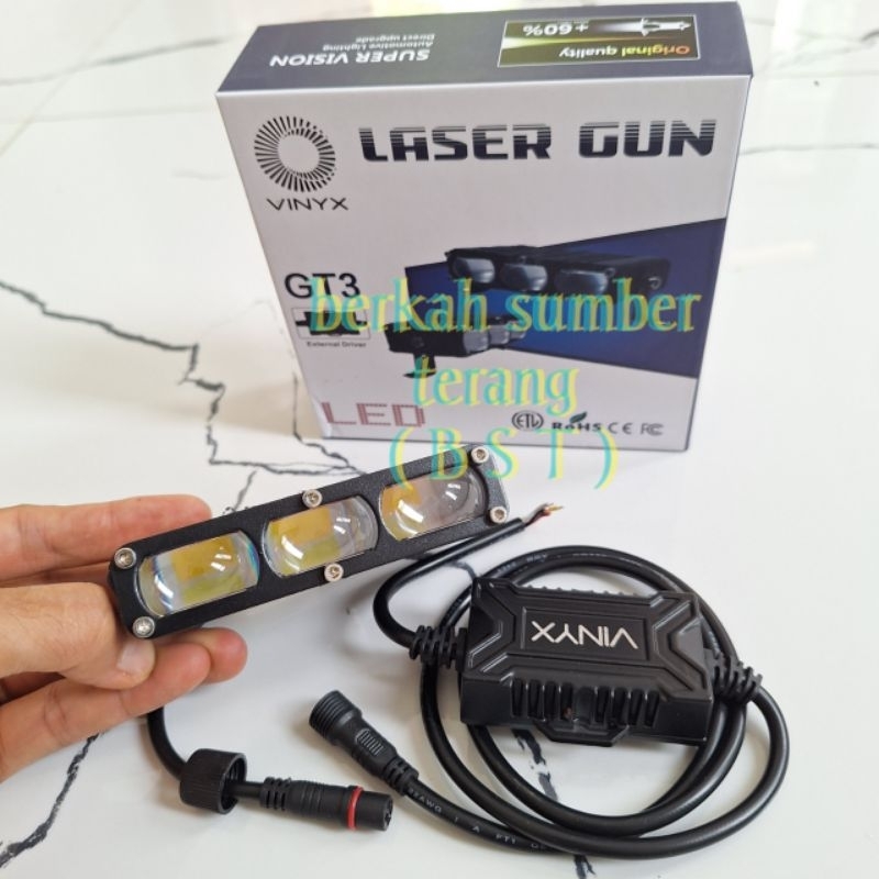 lampu tembak slim 3 mata vinyx gt3 sinar putih kuning laser gun 40 watt