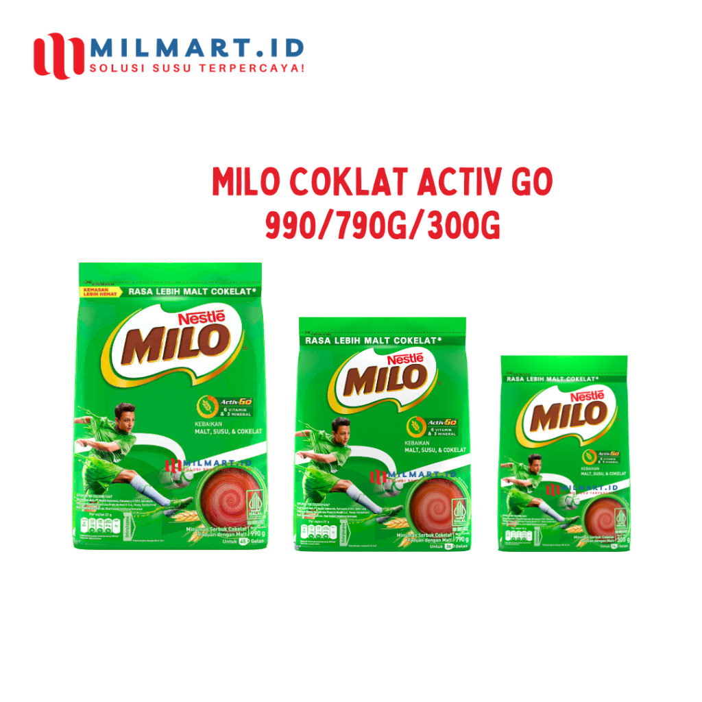 

NESTLE MILO ACTIV-GO COKLAT 300G/790G/990 G MILO COKELAT MINUMAN COKLAT POUCH