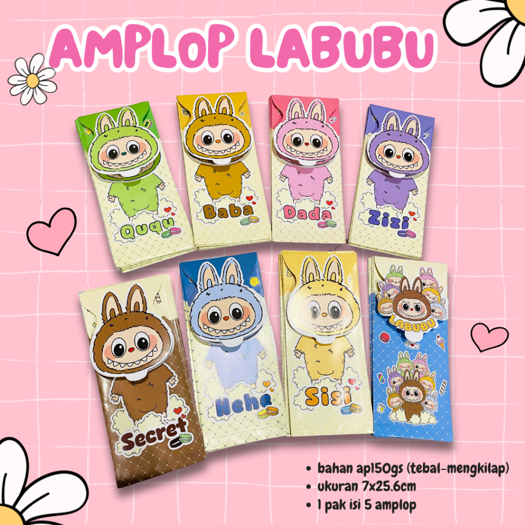 

Amplop Labubu | Amplop Lebaran | Amplop Natal | Amplop Imlek | 1 pak isi 5 biji