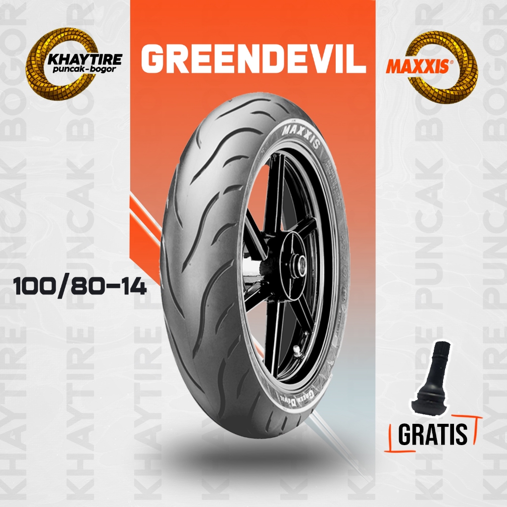 Ban Tubles Motor Matic MAXXIS GREENDEVIL 100/80 Ring 14