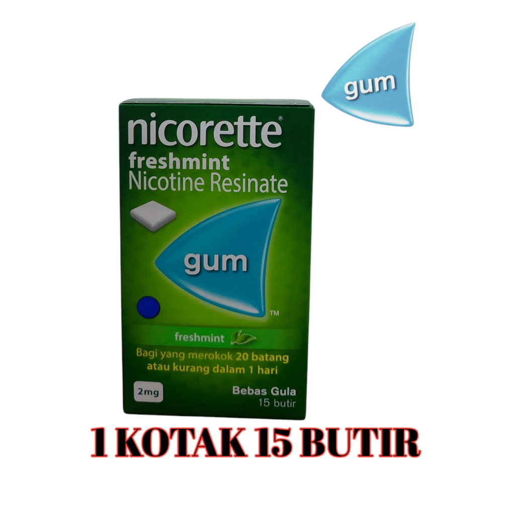 

Permen Pengganti Rokok Nicorette Freshmint Nicotine Resinate Gum 2mg Strip 15 Butir Bebas Gula