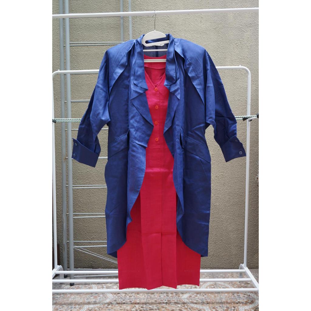 Dress Set Dengan Blazer Panjang Unik ala Korea