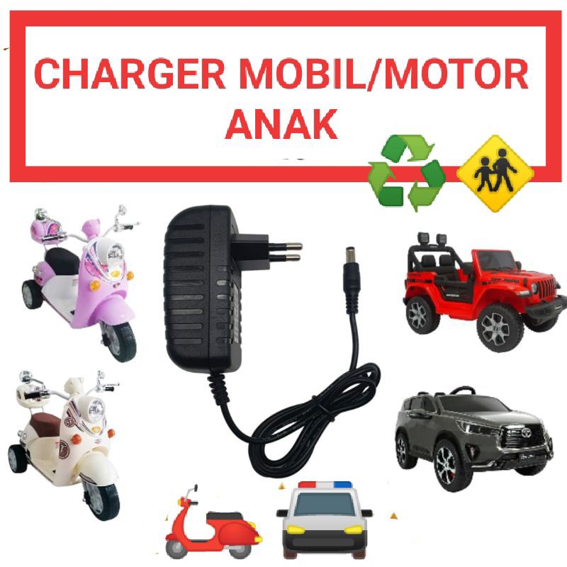 Charger Adaptor mobil dan motor mainan anak