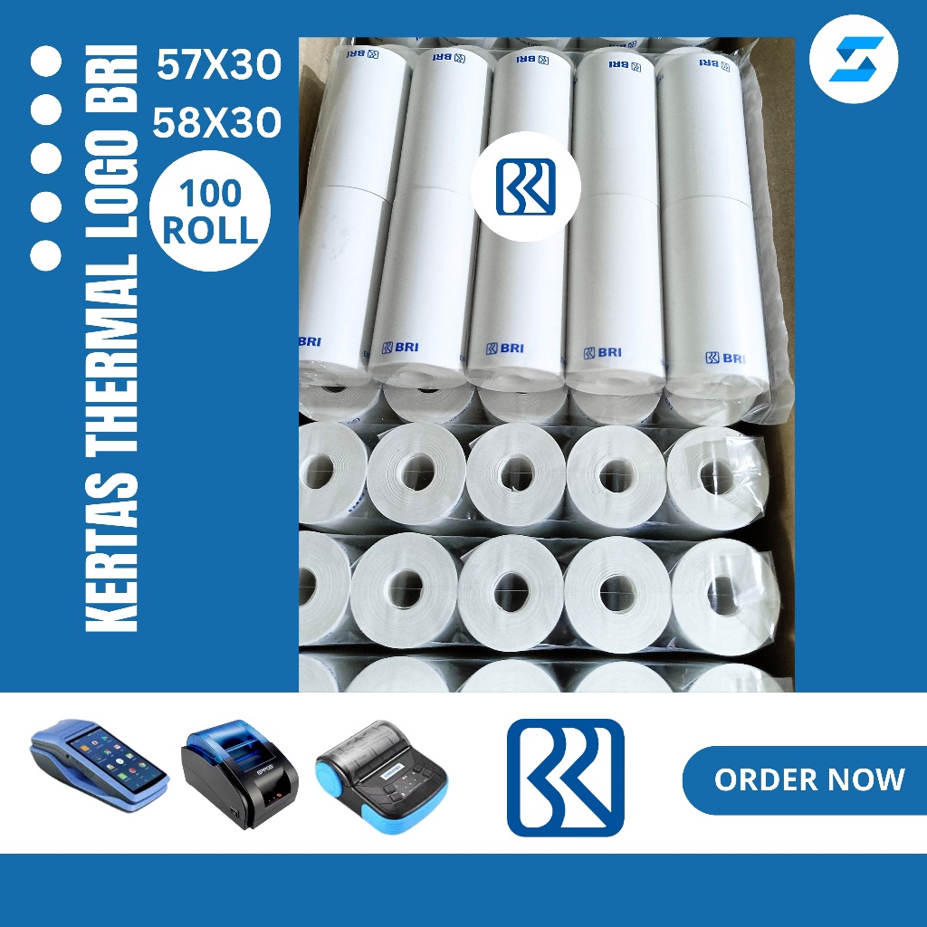 

KERTAS THERMAL EDC LOGO BRI 57X30 ISI 100 ROLL