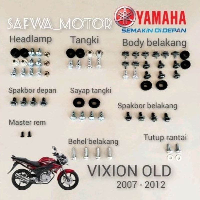 baut Vixion lama / baut Yamaha Vixion old / baut full body Yamaha Vixion old lengkap