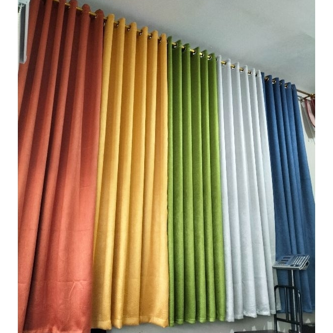 Gorden milanzo 3D blackout bludru polos embos jendela pintu dan jendela