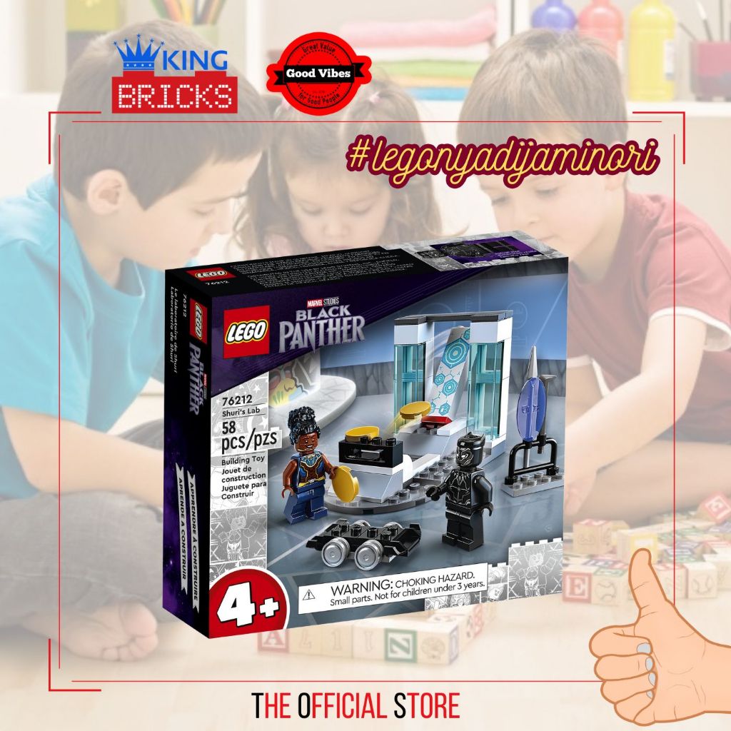 LEGO Original MARVEL SUPER HEROES 76212 Shuri Lab - Mainan Anak Superhero Kreatif Edukasi Pesawat Su