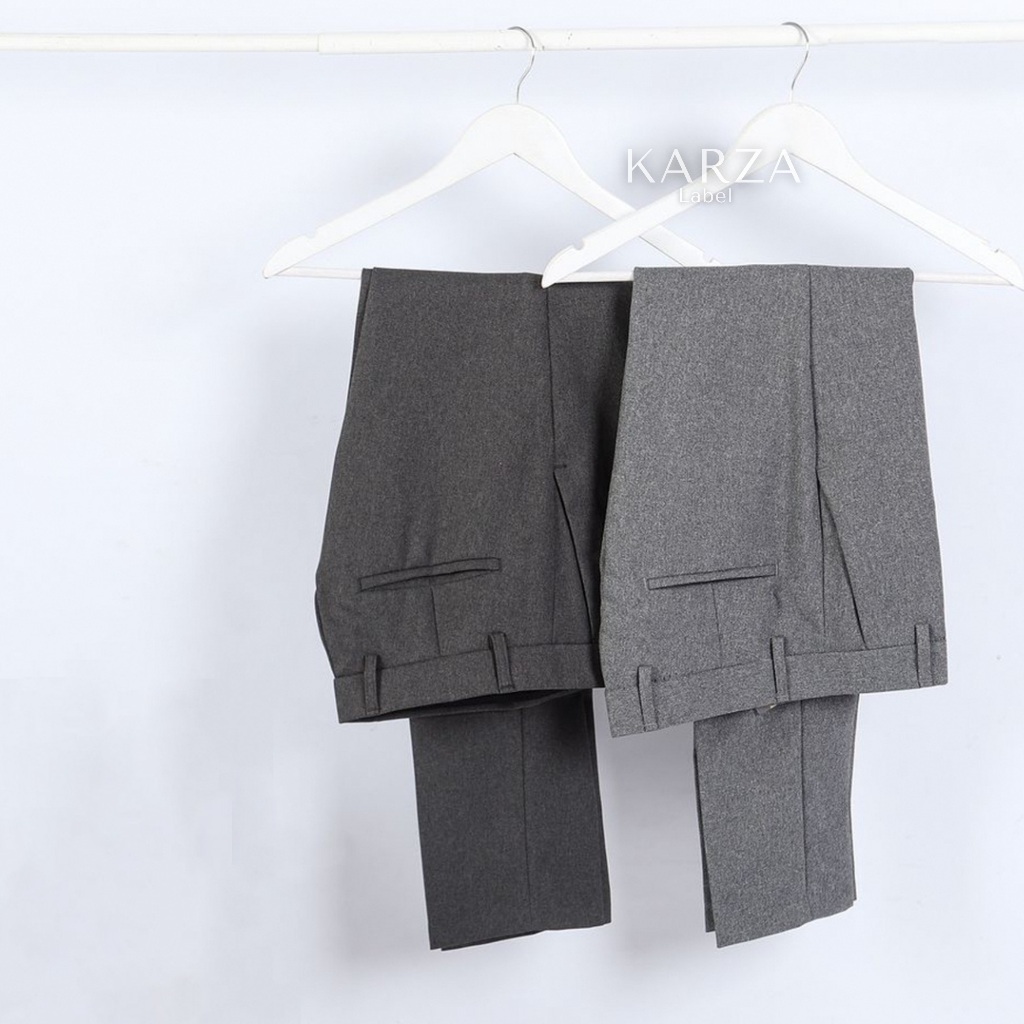 Celana Kerja Formal Kantor Pria Slimfit Abu tua Bahan Kain