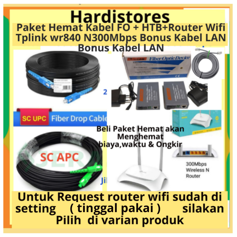 Kabel Precon Fiber Optik  Kabel FO  Dropcore 100 meter Bundling Converter HTB Router wifi Tplink wr 