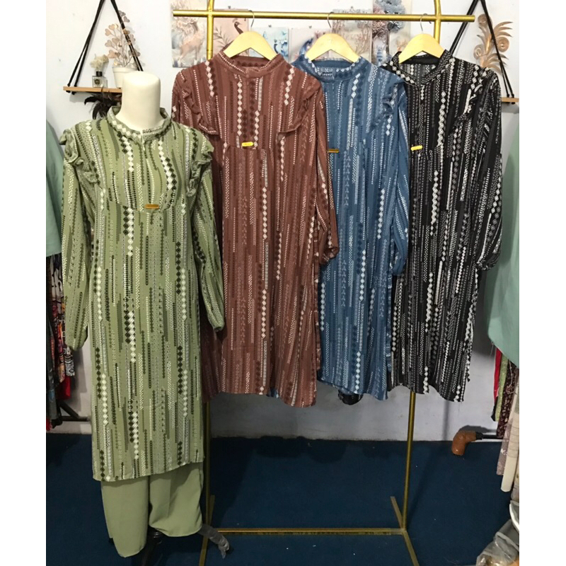 Setelan Long tunik celana panjang wanita // Oneset Long Tunik celana panjang wanita muslim