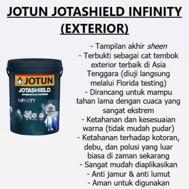 JOTUN INFINITY "JOTASHIELD INFINITY "PUTIH CHI" 20 LITER /Cat Tembok Super Exterior
