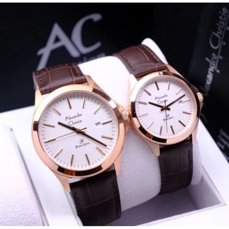 Alexandre Christie Couple Kulit Ac 1026 Original Rosegold Brown