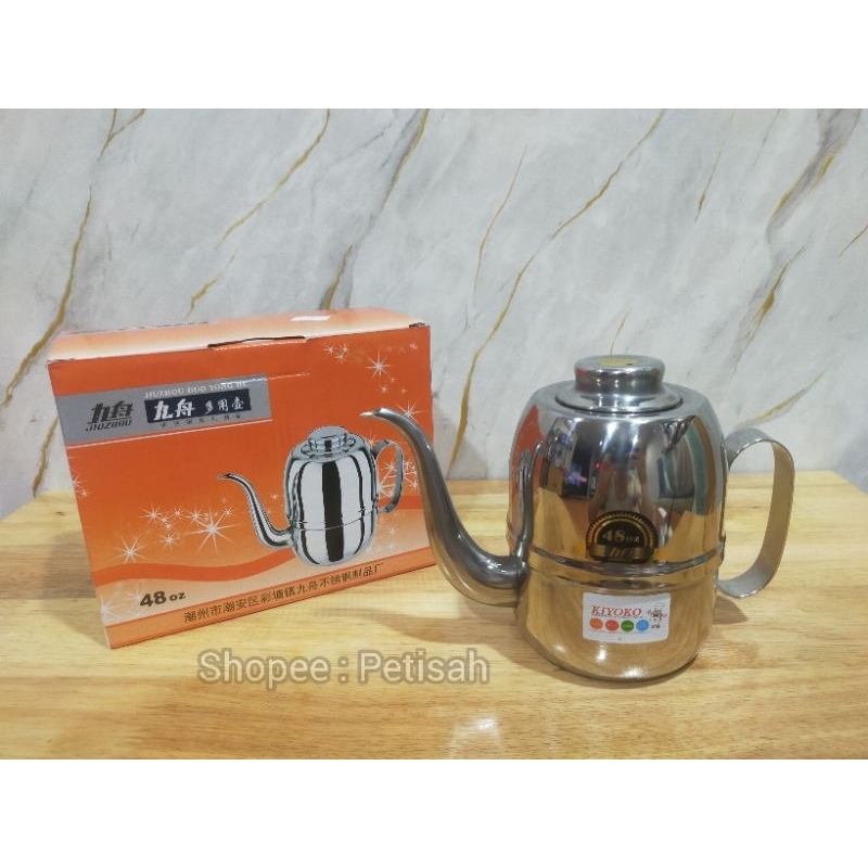 Teko Stainless Steel 48oz 1400ml / Tea Pot / Coffee Pot Stainless / Ceret Stainless Steel Kecil Aest