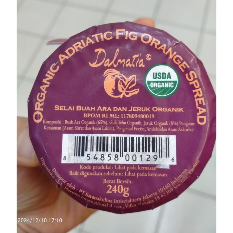 

DALMATIA SELAI BUAH ARA DAN JERUK ORGANIK, Olesan selai jam organic spread