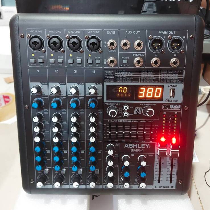 mixer ashley smr4 / SMR 4 phantom 6 Channel 4 Mono Mic Line 3 Band EQ Gain Control High, Mid, Lowper