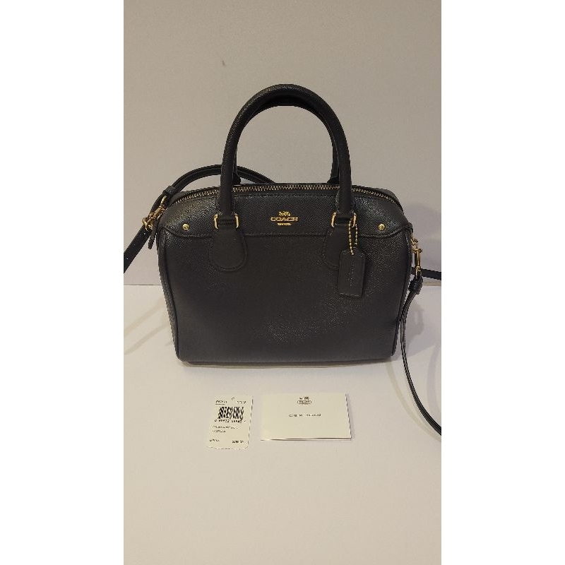 COACH Mini Bennet Bag Black in Crossgrain Leather Satchel Authentic (PRELOVED) warna Hitam / Tas Coa